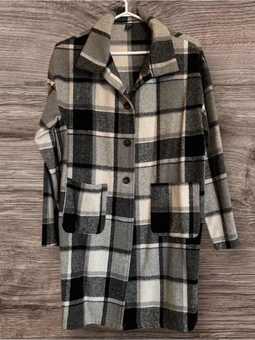 Women's black Plaid Button-Front Coat